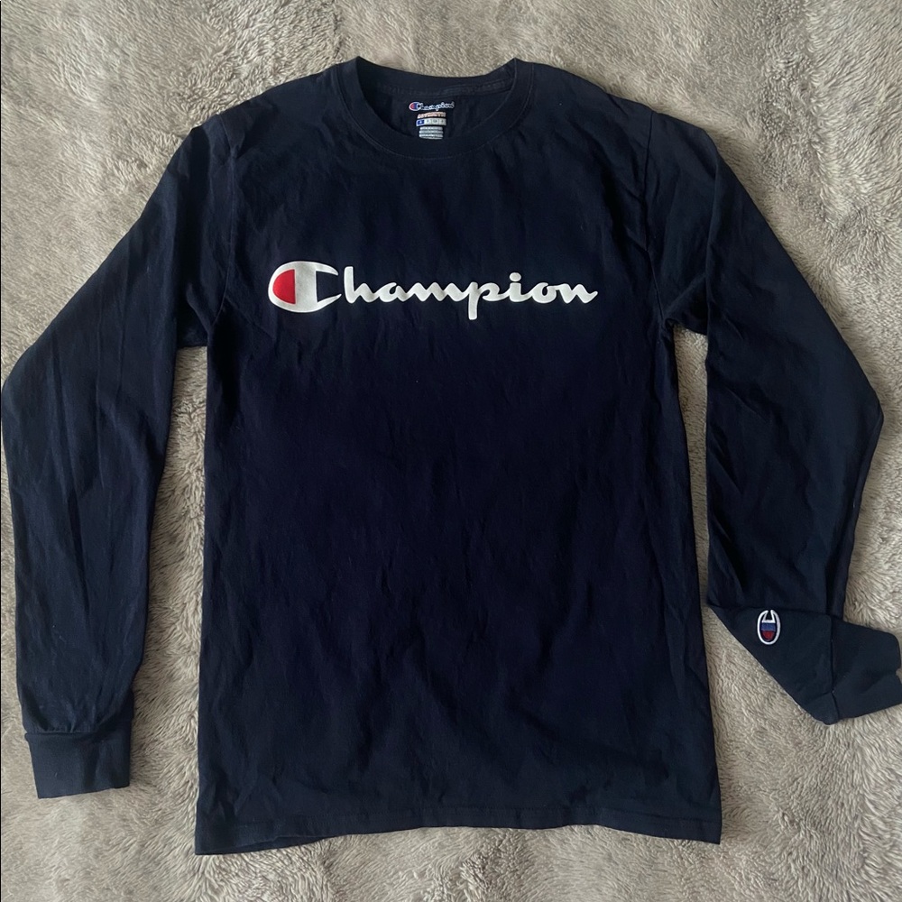 Navy Blue Champion Logo Long Sleeve